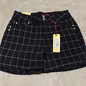 Black and White Checkered Women Shorts